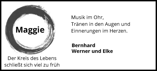 Traueranzeige von Maggie  von SYK