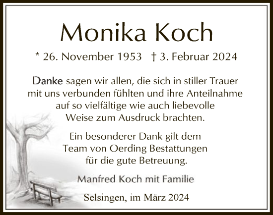 Traueranzeige von Monika Koch von SYK