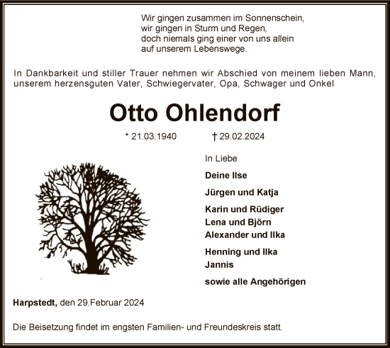 Traueranzeige von Otto Ohlendorf von SYKSYK