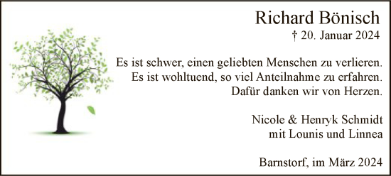Traueranzeige von Richard Bönisch von SYK