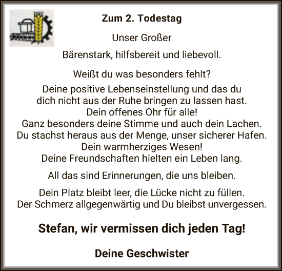 Traueranzeige von Stefan  von SYK