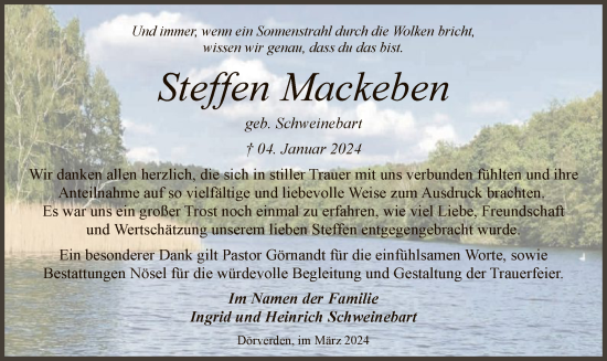 Traueranzeige von Steffen Mackeben von SYK