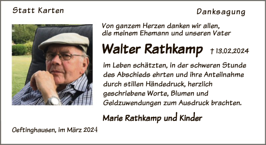 Traueranzeige von Walter Rathkamp von SYK