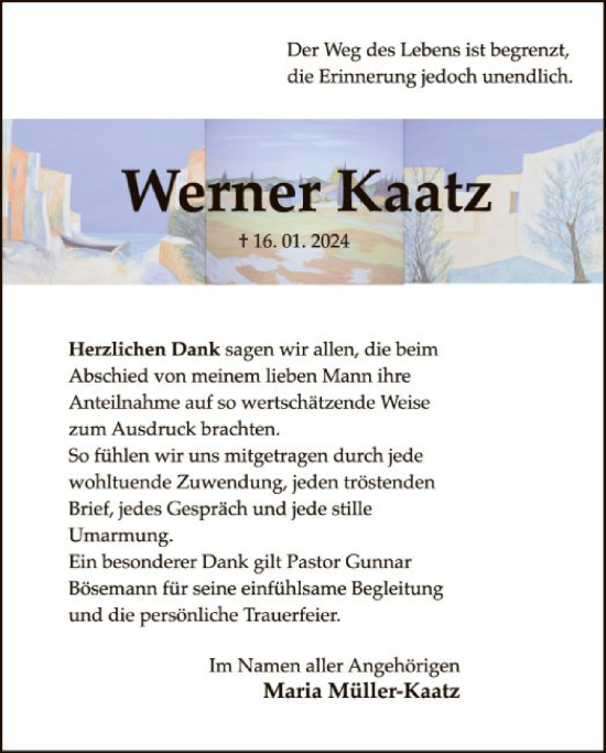 Traueranzeige von Werner Kaatz von SYK