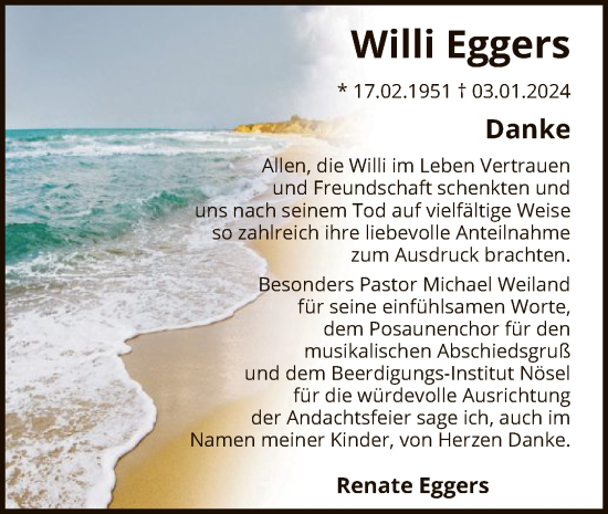Traueranzeige von Willi Eggers von SYK