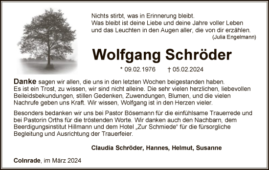 Traueranzeige von Wolfgang Schröder von SYKSYKSYK