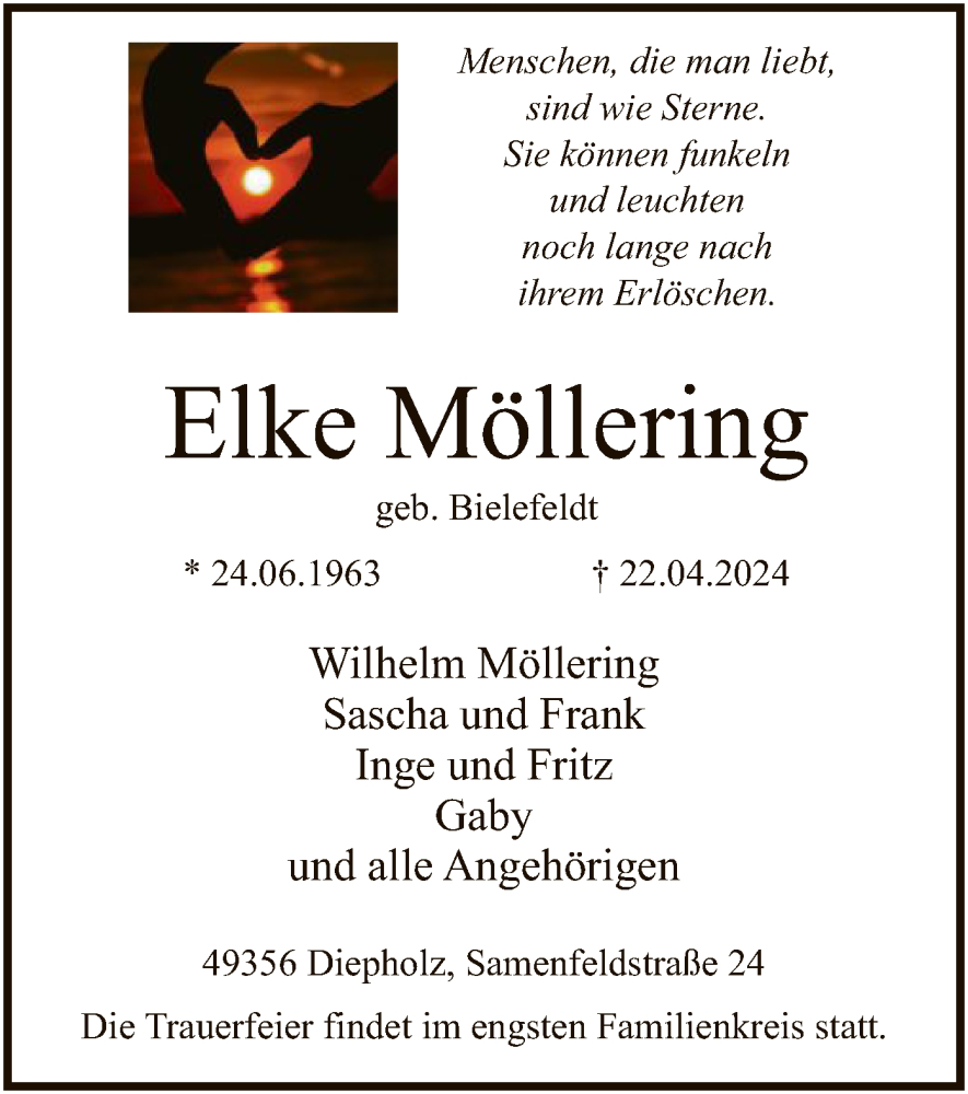  Traueranzeige für Elke Möllering vom 25.04.2024 aus SYK