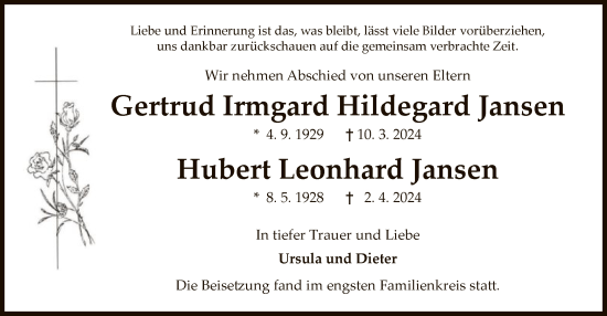 Traueranzeige von Gertrud Irmgard Hildegard und Hubert Leonhard  Jansen von SYK