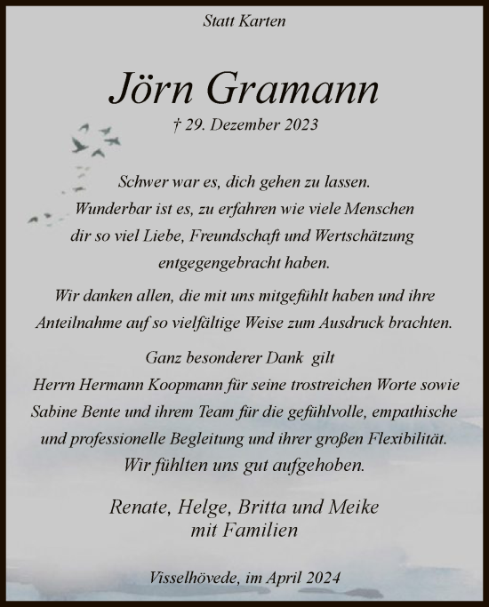 Traueranzeige von Jörn Gramann von SYK