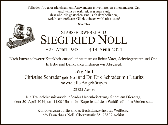 Traueranzeige von Siegried Noll von SYK