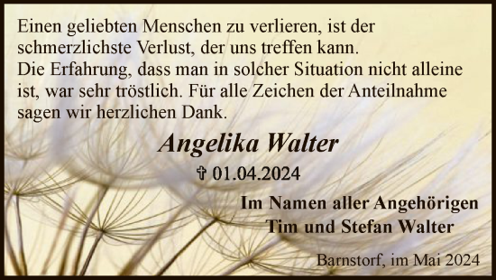 Traueranzeige von Angelika Walter von SYK