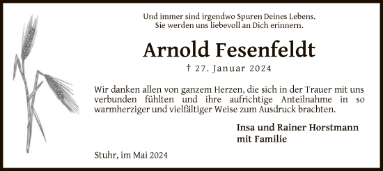 Traueranzeige von Arnold Fesenfeldt von SYK