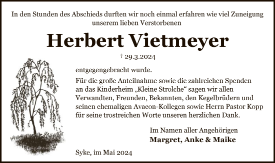 Traueranzeige von Herbert Vietmeyer