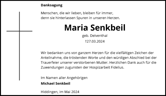 Traueranzeige von Maria Senkbeil von SYK