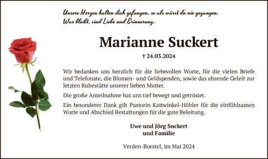 Traueranzeige von Marianne Suckert von SYK