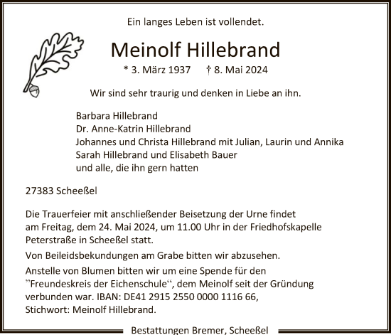 Traueranzeige von Meinolf Hillebrand von SYK