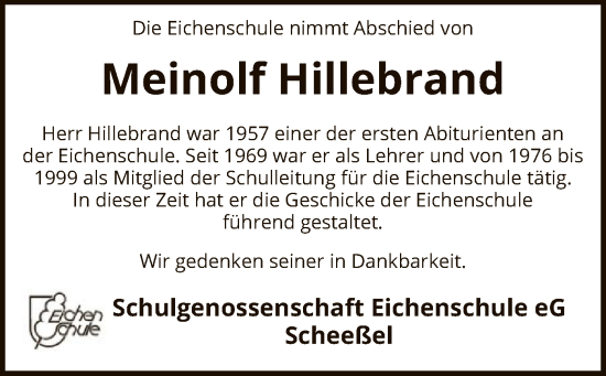 Traueranzeige von Meinolf Hillebrand von SYK