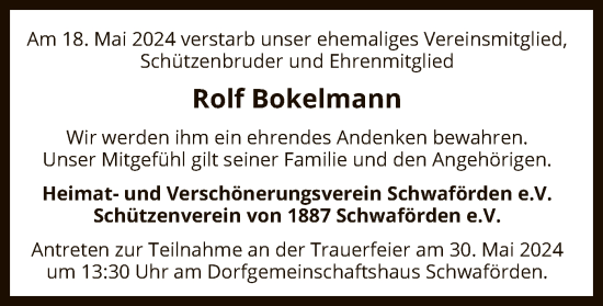 Traueranzeige von Rolf Bokelmann