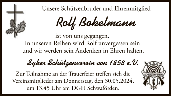 Traueranzeige von Rolf Bokelmann