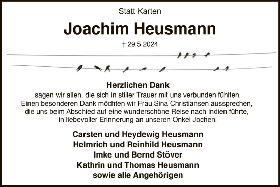 Traueranzeige von Joachim Heusmann