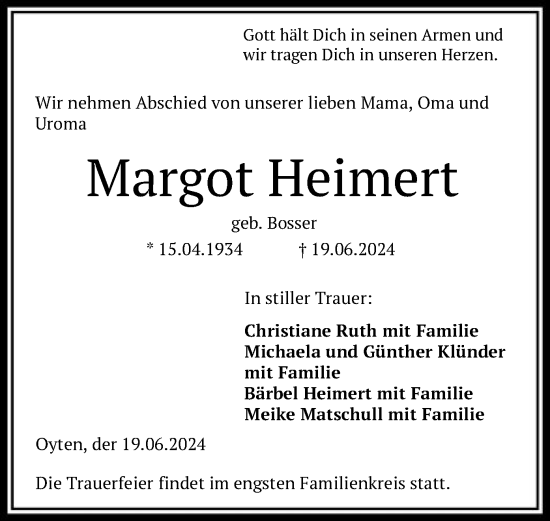 Traueranzeige von Margot Heimert von SYK