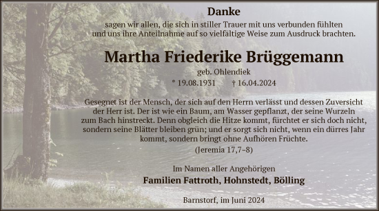 Traueranzeige von Martha Friederike Brüggemann von SYK