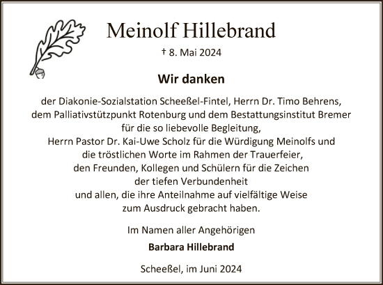 Traueranzeige von Meinolf Hillebrand von SYK