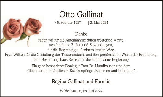 Traueranzeige von Otto Gallinat von SYK