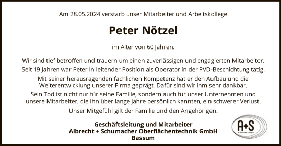 Traueranzeige von Peter Nötzel