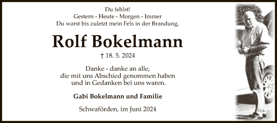 Traueranzeige von Rolf Bokelmann