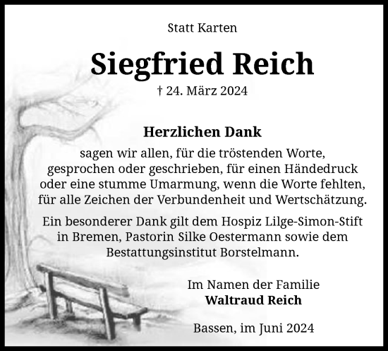 Traueranzeige von Siegfried Reich von SYK