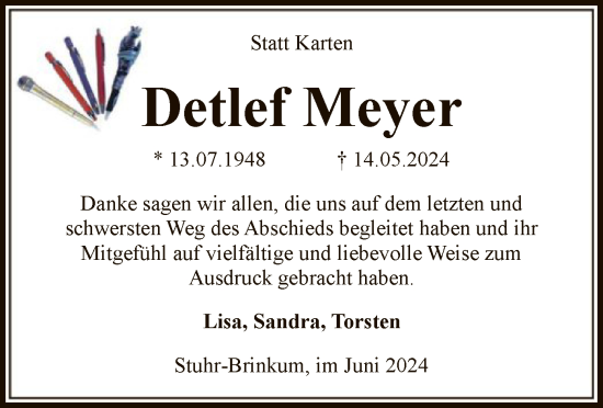 Traueranzeige von Detlef Meyer von SYK