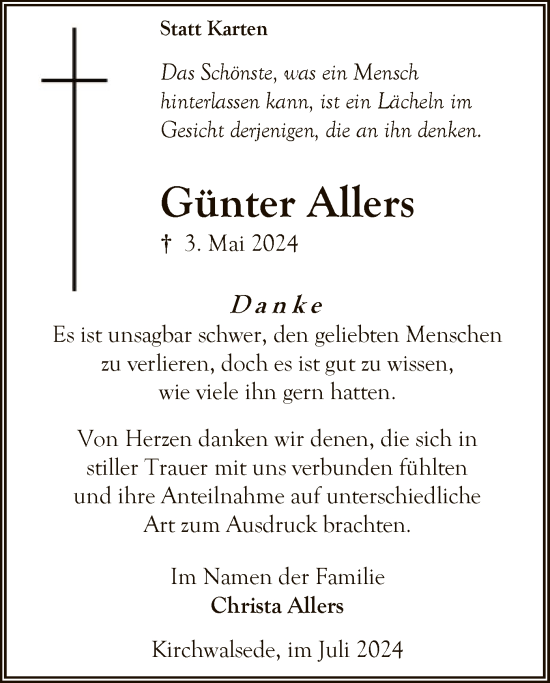 Traueranzeige von Günter Allers von SYK