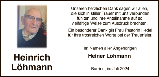 Traueranzeige von Heiner Löhmann