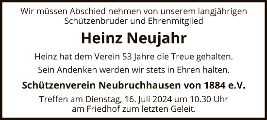 Traueranzeige von Heinz Neujahr von SYK