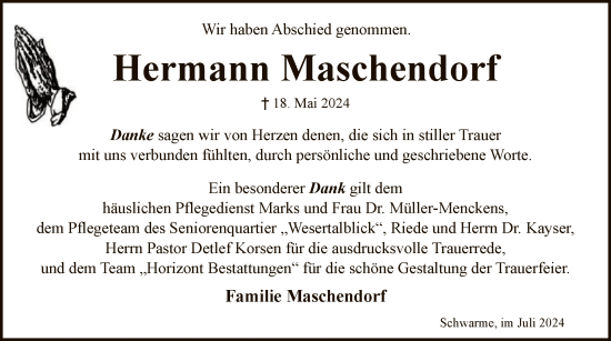 Traueranzeige von Hermann Maschendorf von SYKSYK