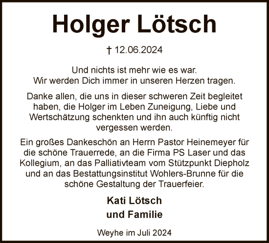 Traueranzeige von Holger Lötsch von SYK