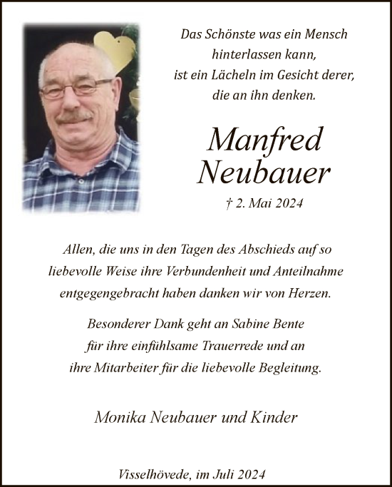 Traueranzeige von Manfred Neubauer von SYK