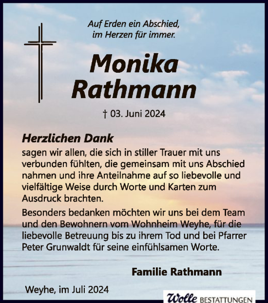 Traueranzeige von Monika Rathmann von SYK