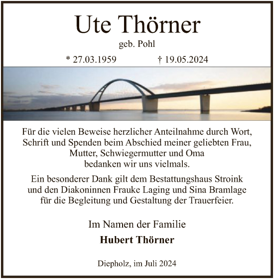 Traueranzeige von Ute Thörner von SYK