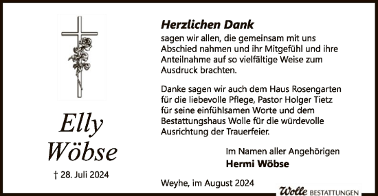 Traueranzeige von Elly Wöbse von SYK