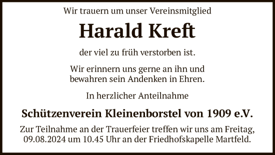 Traueranzeige von Harald Kreft von SYK