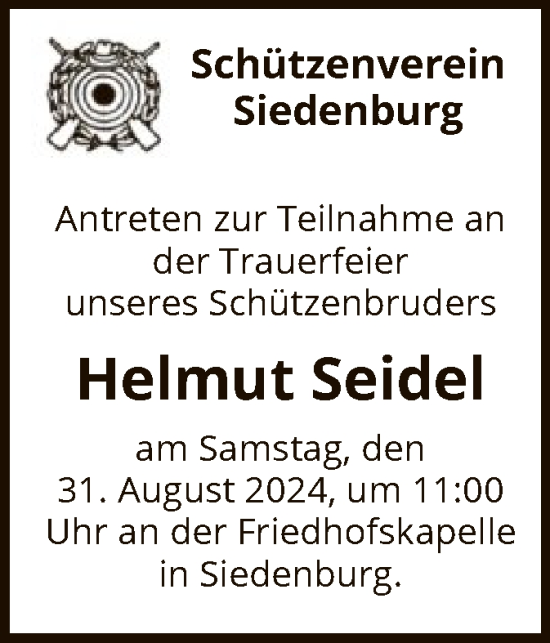 Traueranzeige von Helmut Seidel von SYK