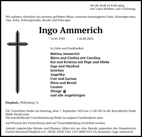 Traueranzeige von Ingo Ammerich von SYK