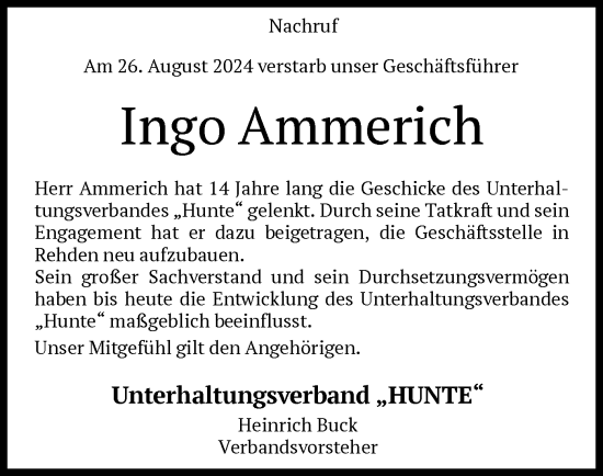 Traueranzeige von Ingo Ammerich von SYKSYKSYK