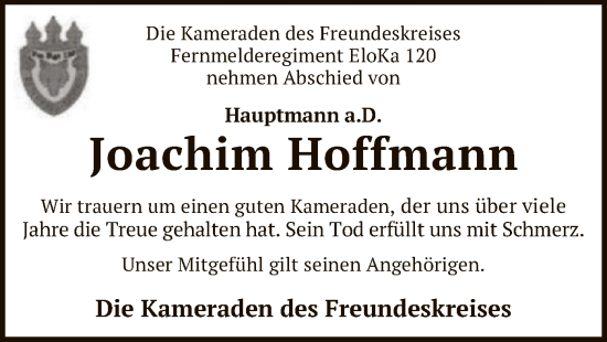 Traueranzeige von Joachim Hoffmann von SYK