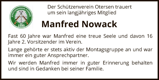 Traueranzeige von Manfred Nowack von SYK