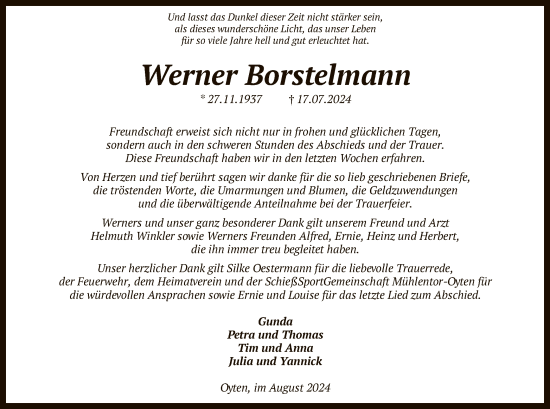 Traueranzeige von Werner Borstelmann von SYK