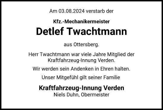 Traueranzeige von Detlef Twachtmann von SYK