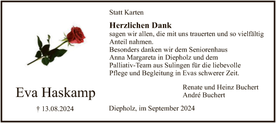 Traueranzeige von Eva Haskamp von SYK